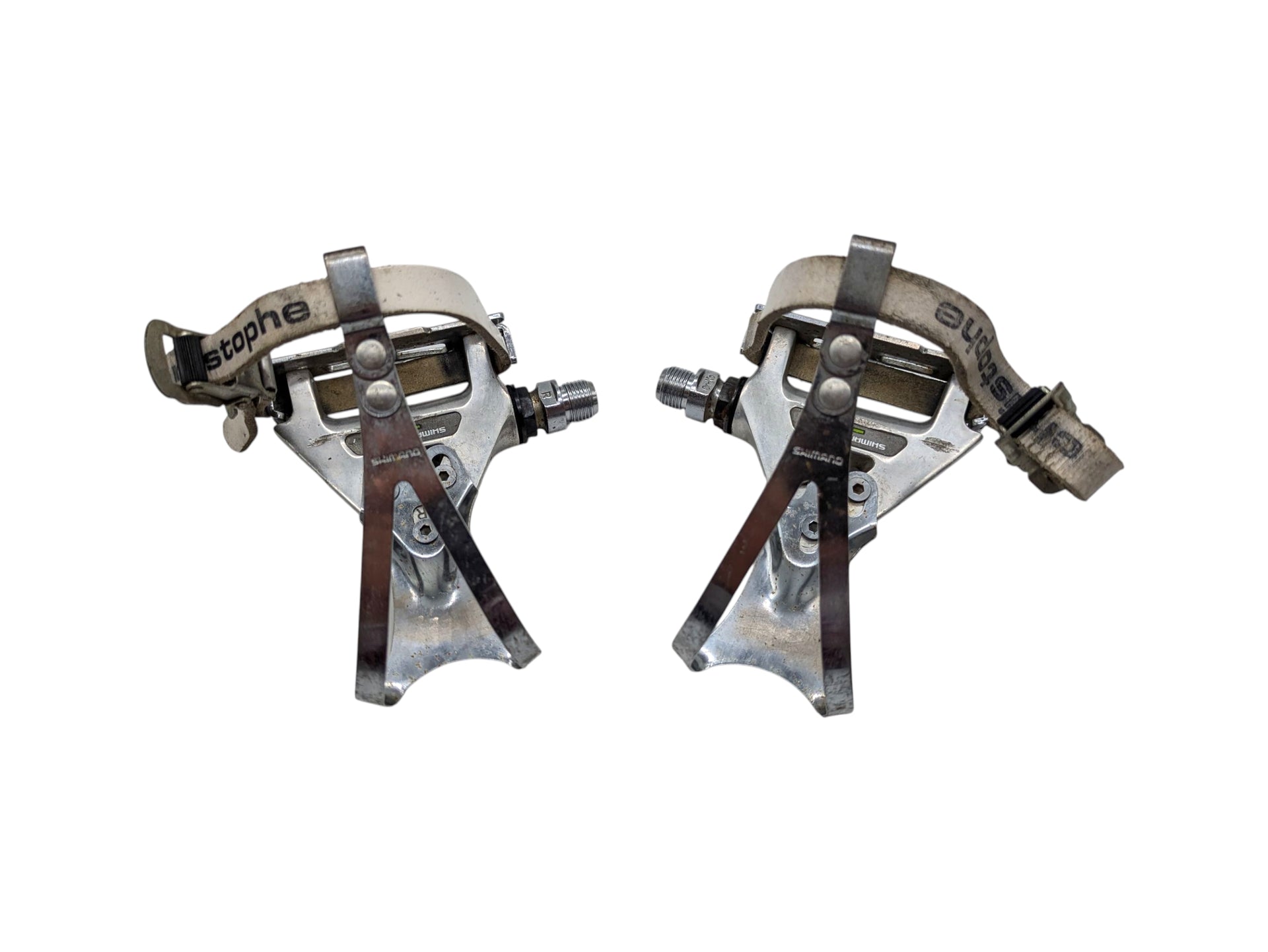 Shimano 600 PD-6400 Tricolor Classic Road Pedals with Christophe Straps British 9/16×20